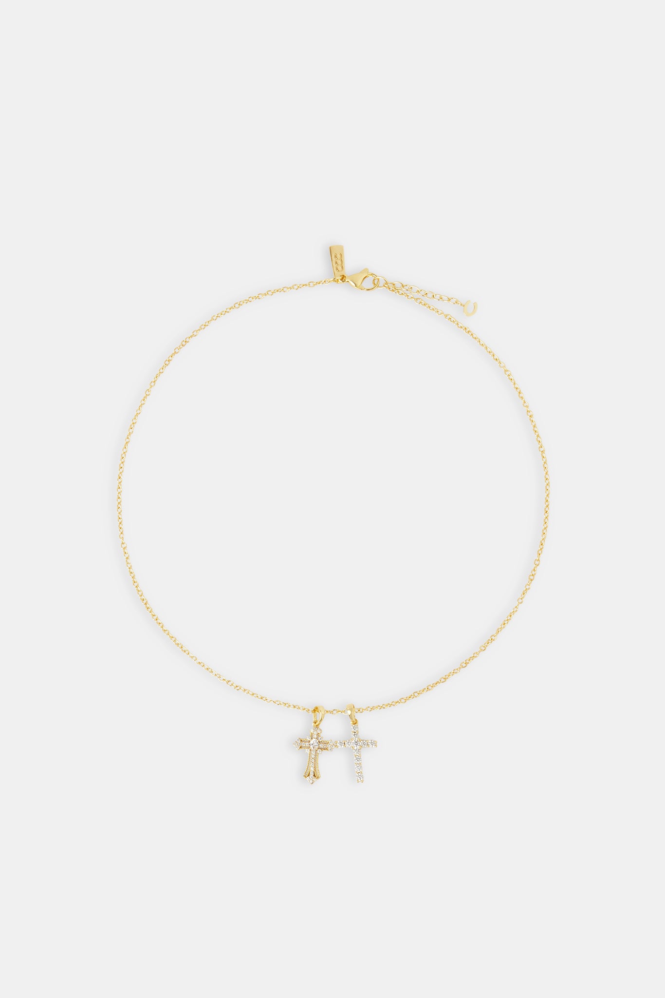 Doppelte Multi Iced Cross Halskette - 20mm